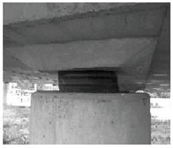 Connection of the bridge in the support and the bearings. 