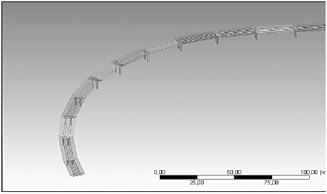 FEM Model 1 of Viaducto Portachuelo on ANSYS 14.5.