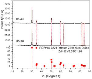 X-ray diffraction patterns of the RS-2H and RS-4H samples.