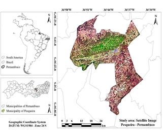 Spatial location of the study area, in Pesqueira, Pernambuco, Brazil.
