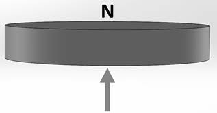 Magnet with north polarity facing upwards.