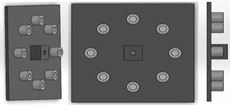 Structure of the fixed structure with coils in SolidWorks.