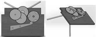 Simulation of the mechanism by gears.