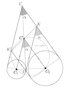 The construction to obtain the points of the lima&ccedil;on.