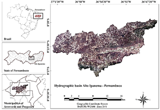 Spatial location of the study area, in the hydrographic basin of Alto Ipanema, Brazil.