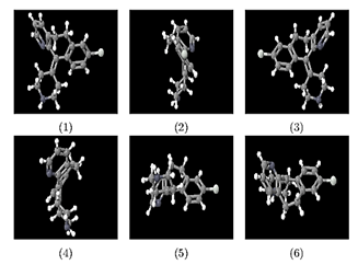 Vistas 2D de la estructura qu&iacute;mica 3D de la Desloratadina.
