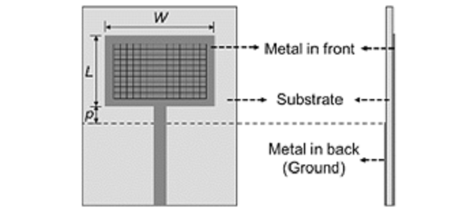 Geometry of a pixeled UWB antenna.