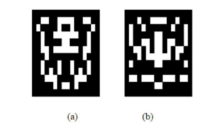 Topology of the pixeled UWB antenna for the HPSO (a) and HPSOit (b).
