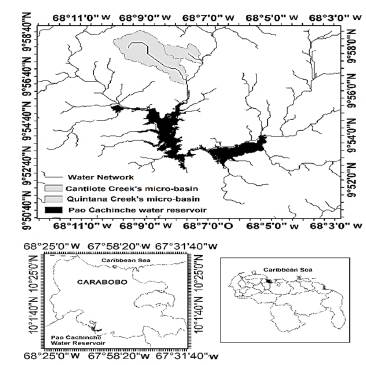 Location of Quintana and Cantilote creeks's micro-basins, Carabobo State, Venezuela. 