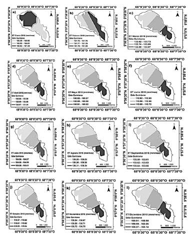 Spatio-temporal prediction of evapotranspiration (ET) in the Quintana creek's micro-basin for TS-2. 