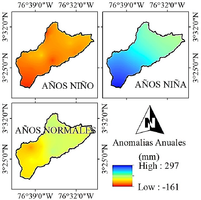 Distribuci&oacute;n espacial de las Anomalias durante el fen&oacute;meno ENOS.
