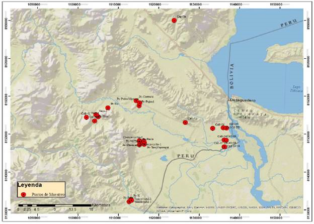&Aacute;rea de estudio con puntos de muestreo