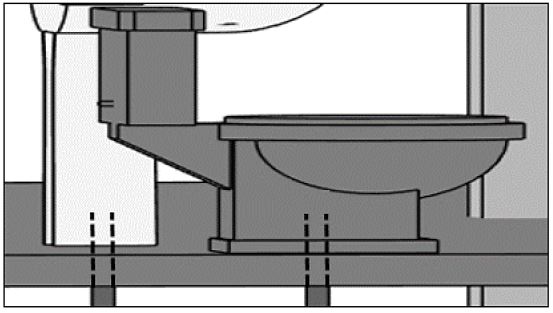 Sewage pipe passing through the slabs - bathroom and restroom.