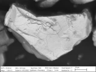 SEM images from the leaching residue of the T80 = 72 µm particle size concentrate pre-treated with 5% of HCl