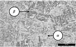 3D-Ti6Al4V alloy micrography.