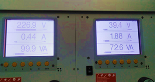 Power input and output measured data result.