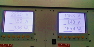Power input and output measured data result.
