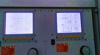Power input and output measured data result.