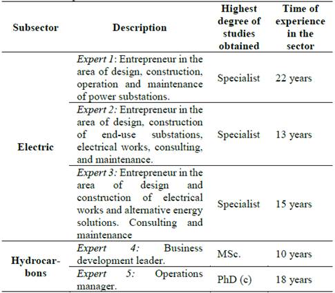 Profile of the experts.