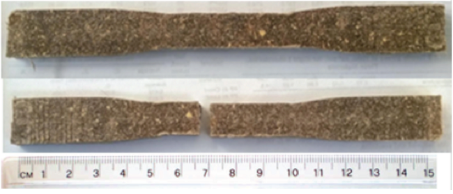 Composite probes obtained for tensile strength tests according to standard ASTM D638-10.
