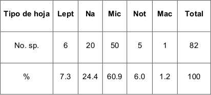 Tamaño de las hojas en el
matorral costero y precostero.