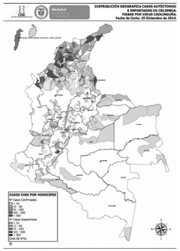 Distribuci&oacute;n geogr&aacute;fica casos aut&oacute;ctonos del CHIKV.