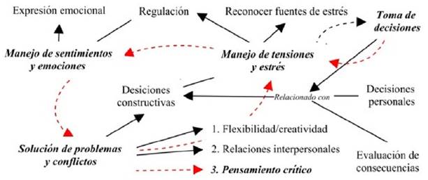Relaci&oacute;n Manejo sentimientos-emociones-decisiones-conflictos