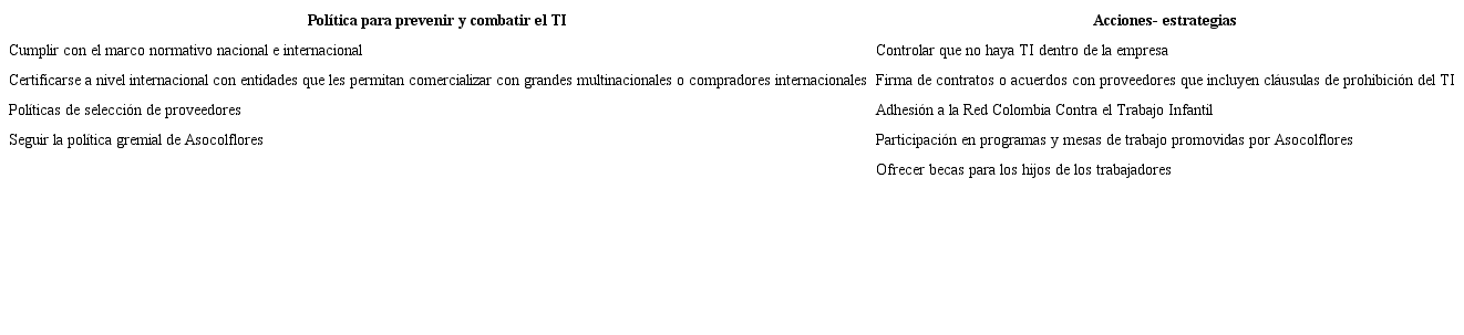Políticas y acciones de las empresas para enfrentar el TI