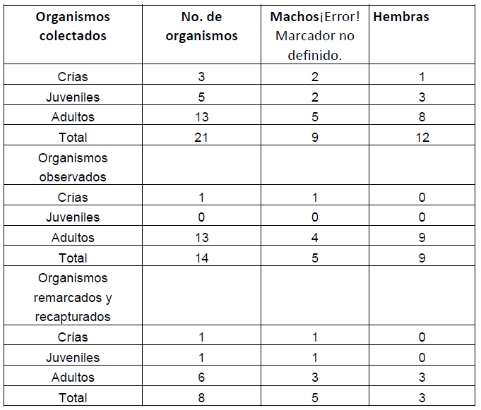 N&uacute;mero de organismos marcados y cuantificados.