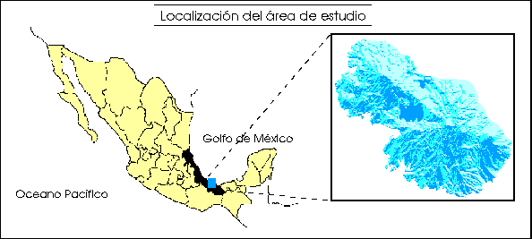 Localización del área de
estudio, Sierra de Santa Martha, Los Tuxtlas, Veracruz.