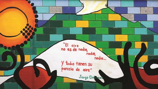 Mural Parcelas de Aire, detalle sobre poema de Jorge Debravo. ©Pablo Bonilla Elizondo