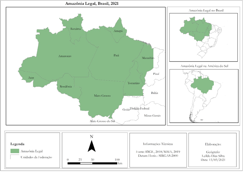 Mapa de localizacin de la Amazonia brasilea