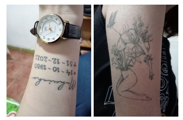 Tatuajes de entrevistada 1 (E.1)