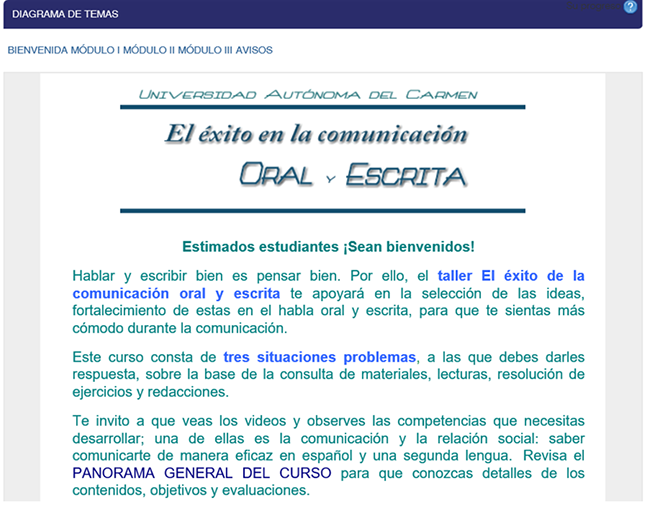 P&aacute;gina principal del AVA.