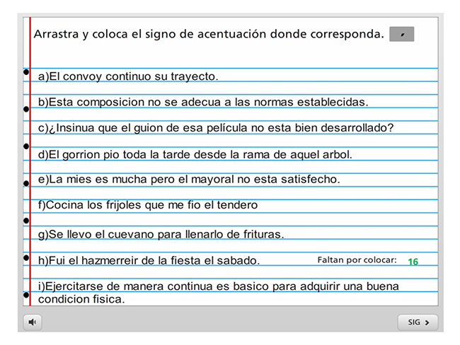 Ejercicio de acentuaci&oacute;n.