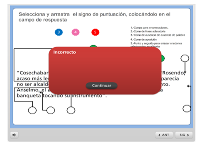 Ejercicio cuando una de las respuestas es incorrecta.