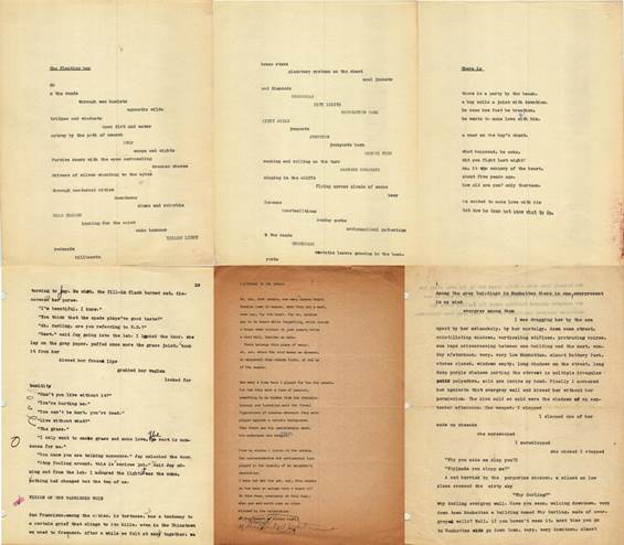 (Mosaico de versiones de poemas de Vana Stanza en inglés). Amílcar Osorio. Vana Stanza, Máquina de escribir.