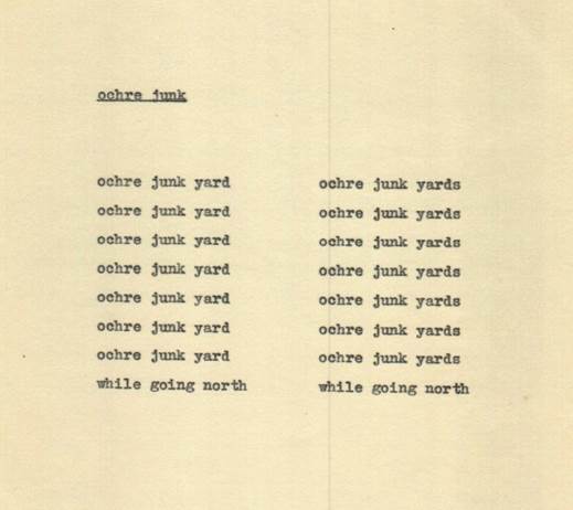 Amílcar Osorio. Poesía concreta, Máquina de escribir. “Ochre junk”. Sin fechar.