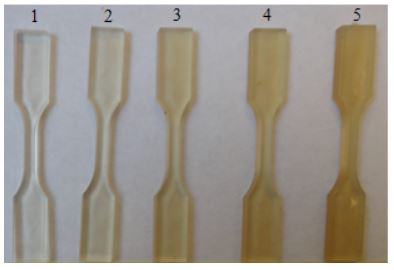 Cambio de color en muestras de PLA obtenidas en el proceso de inyección
