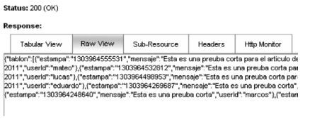 Mensaje JSON&ndash;Tabl&oacute;n.