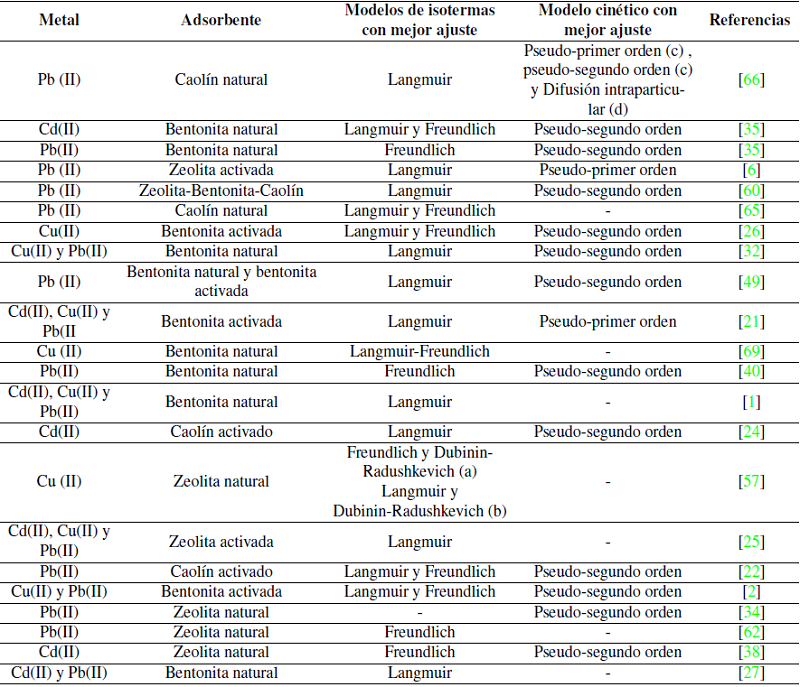 Modelos de equilibrio de adsorci&oacute;n.