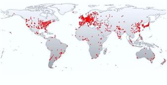 World map of countries publishing on the term big data