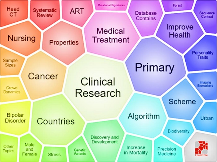 Key terms correlated to the term Big Data in the PubMed database.