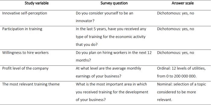 Entrepreneur variables related to innovative self-perception