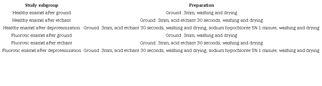 Surface preparation for each study subgroup for AFM and Vickers Microhardness.