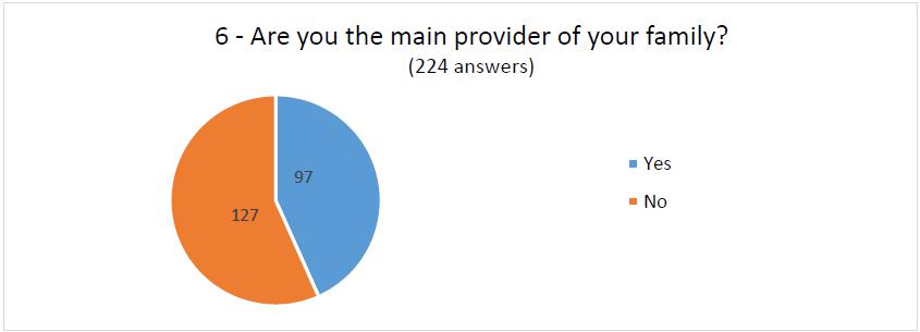 Question 6 - Provider of the family 