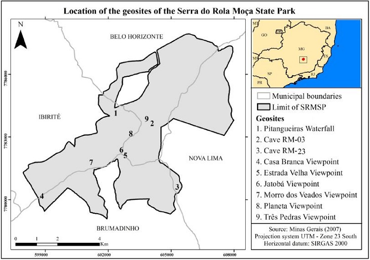 Location map of geosites