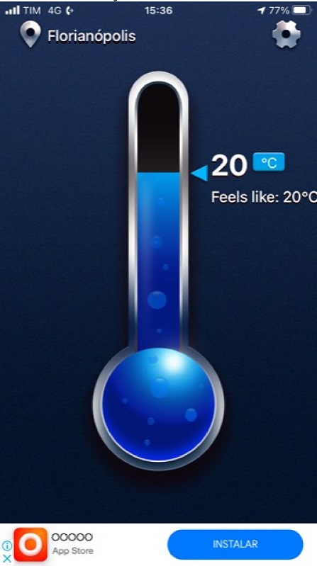 Medição da temperatura nas estações A, B e C