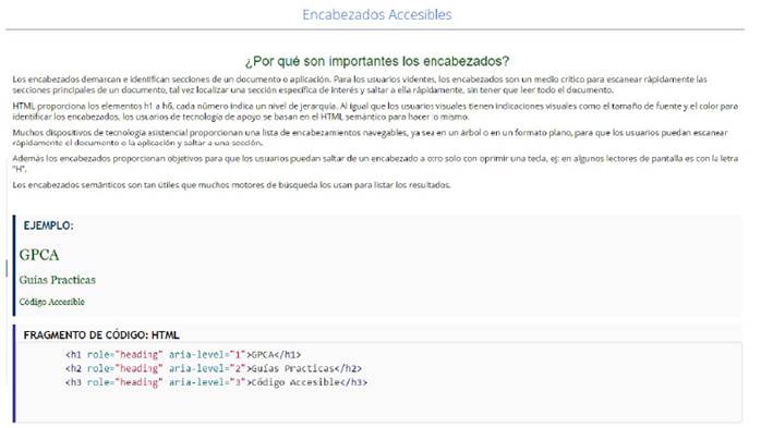 Ejemplo de visualización de las guías prácticas