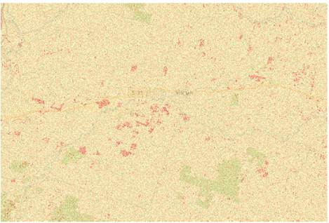 Imagen de elaboraci&oacute;n propia coloreada y georreferenciada en el sector de Vilc&uacute;n a trav&eacute;s de QGIS.